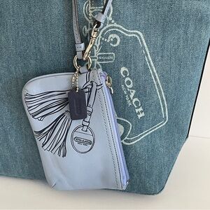 Coach Legacy Tassels Motif Leather Wristlet Blue Navy